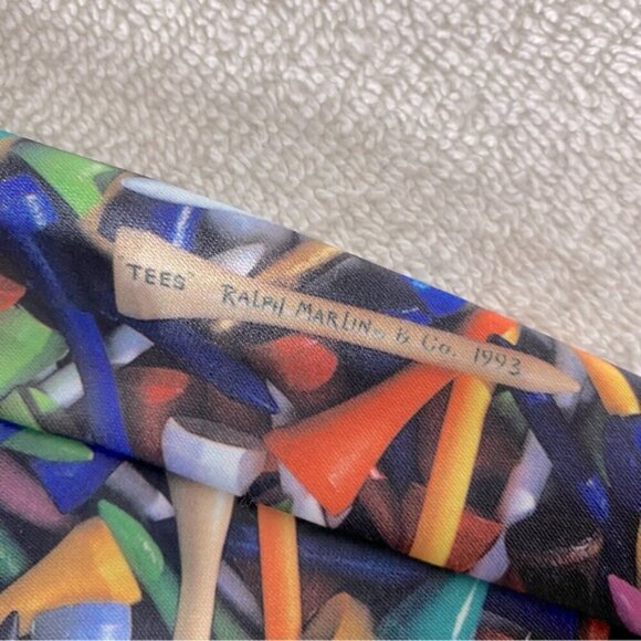 Vintage “Tees” Ralph Marlin & Co 1993 Golf Tee Print Tie - Picture 3 of 10